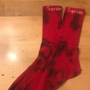 Supreme Custom Tie Dyed Red Socks Unisex Genuine